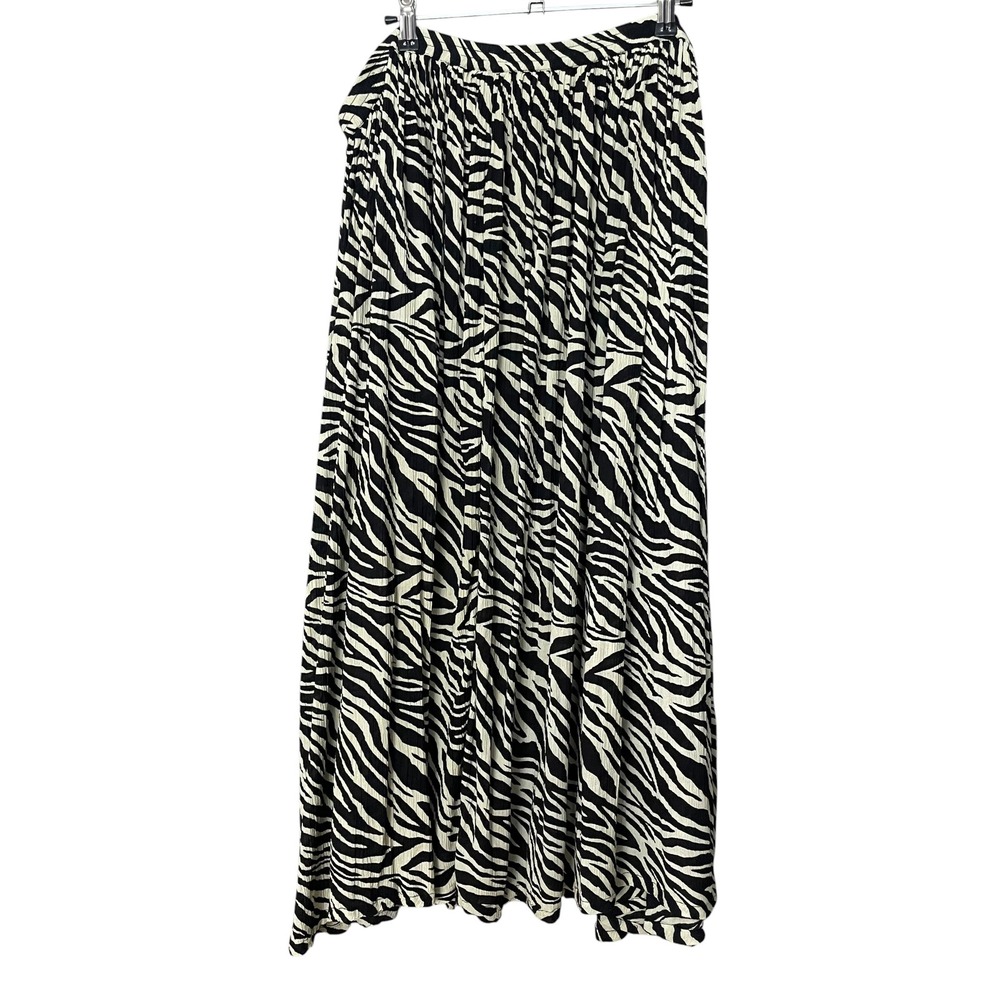 Vintage Broomstick‎ Skirt Zebra Print Women Black White Animal Print Hippie Boho